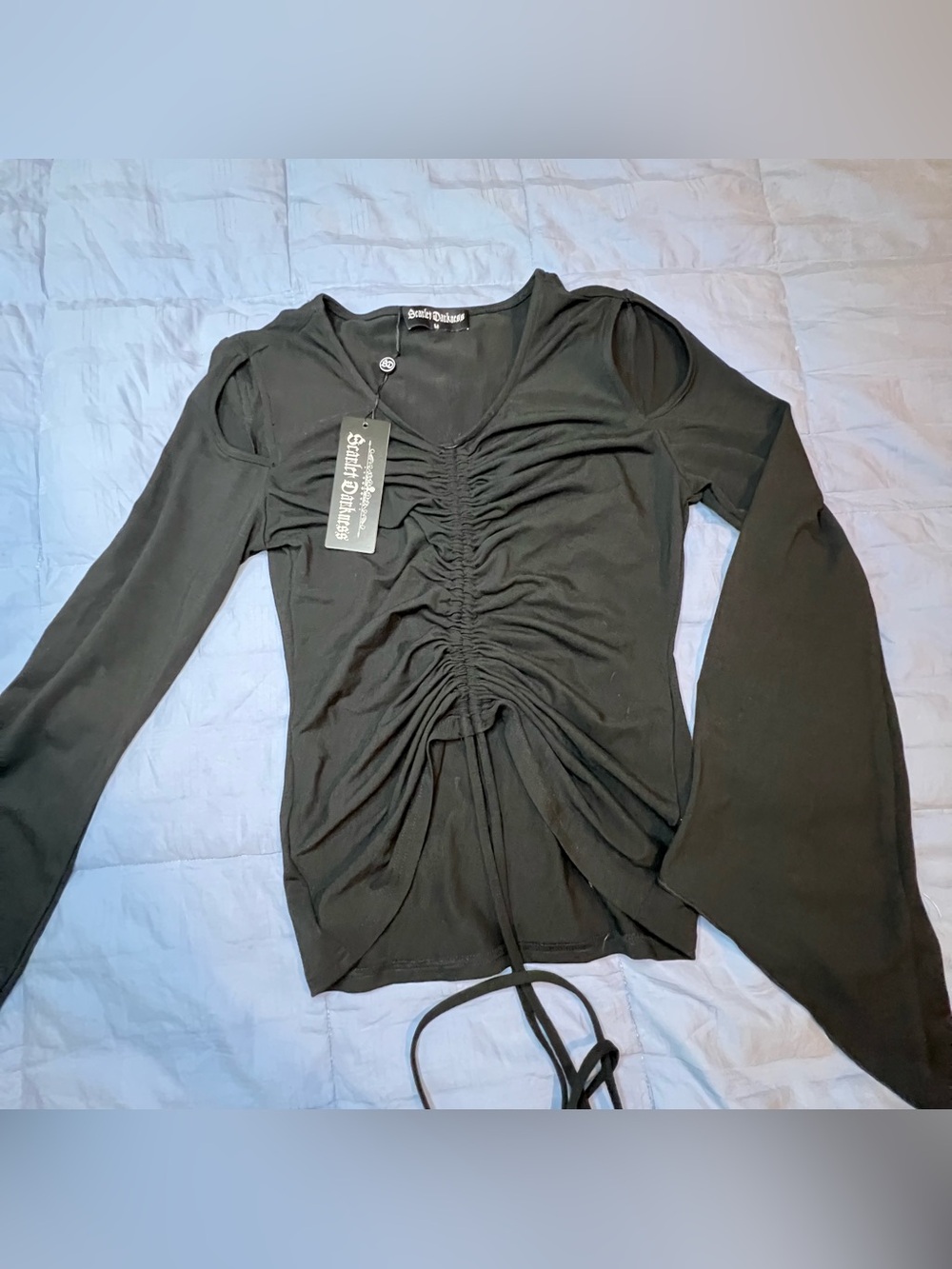 Scarlet Darkness Black Ruched Long-Sleeve Tee